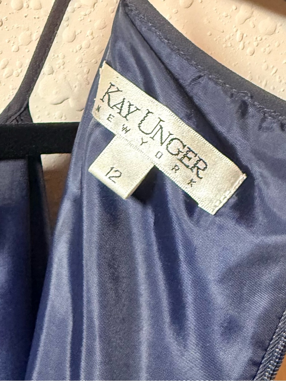 Kay Unger New York Navy Pleated Cocktail Dress Size 12 Sleeveless Midi Formal - Picture 5 of 10